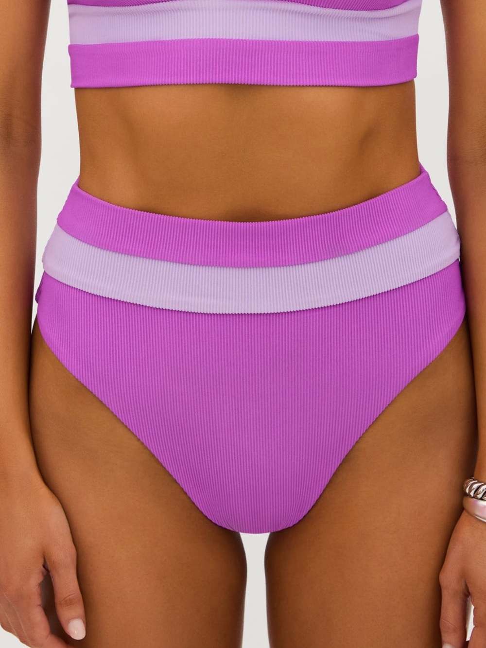 Beach Riot Lavender-Pink Ribbed High-Waist Bikini Bottom